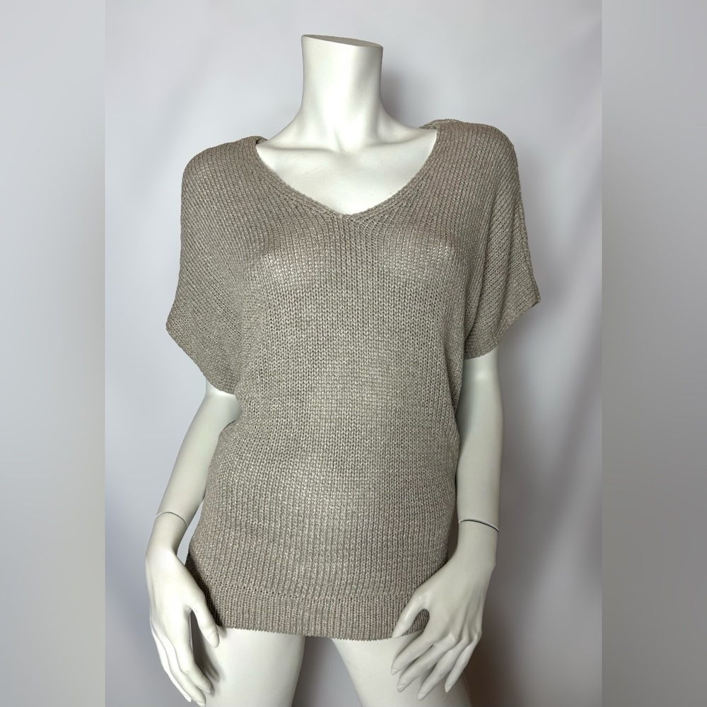 Diane Von Furstenberg Beige Knit V-Neck Sweater